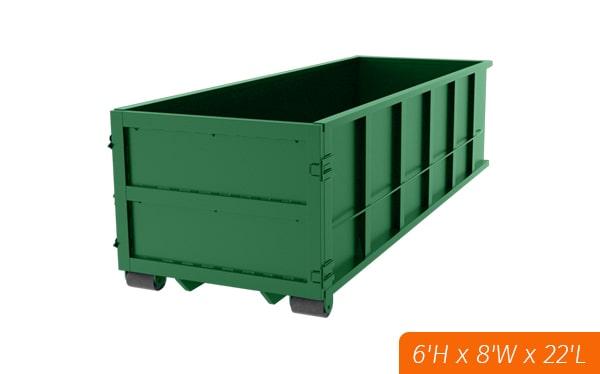 our 30-yard dumpsters can hold a variety of construction debris including wood, drywall, and metal